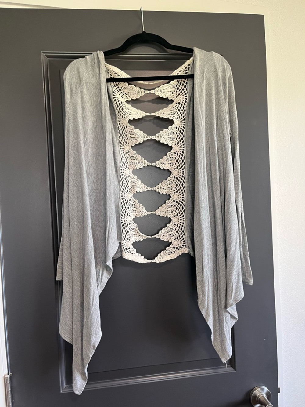 Buckle Crochet Detail Cardigan Open Front Knit Sweater Boho Lightweight